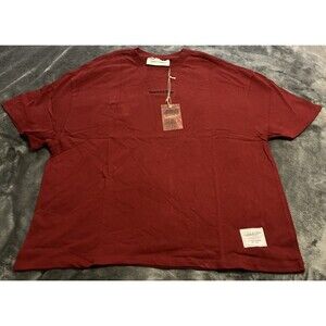 Large Mitchell & Ness Branded Script Mens Maroon T Shirt Boxy Fit